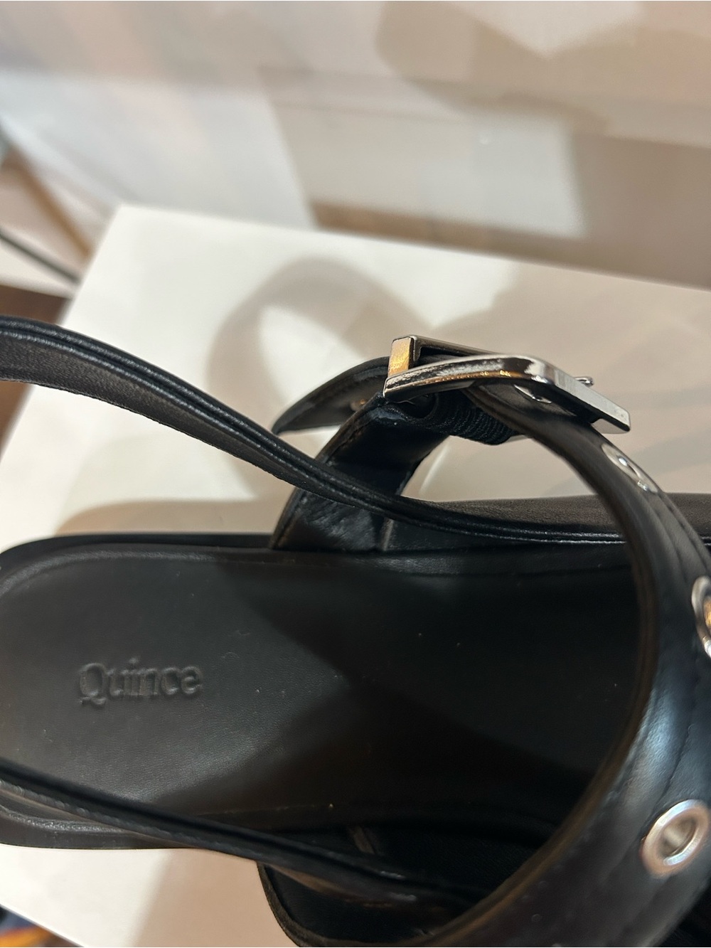 Quince Italian Leather Bold Buckle Slingback Flat NIB - Picture 7 of 10